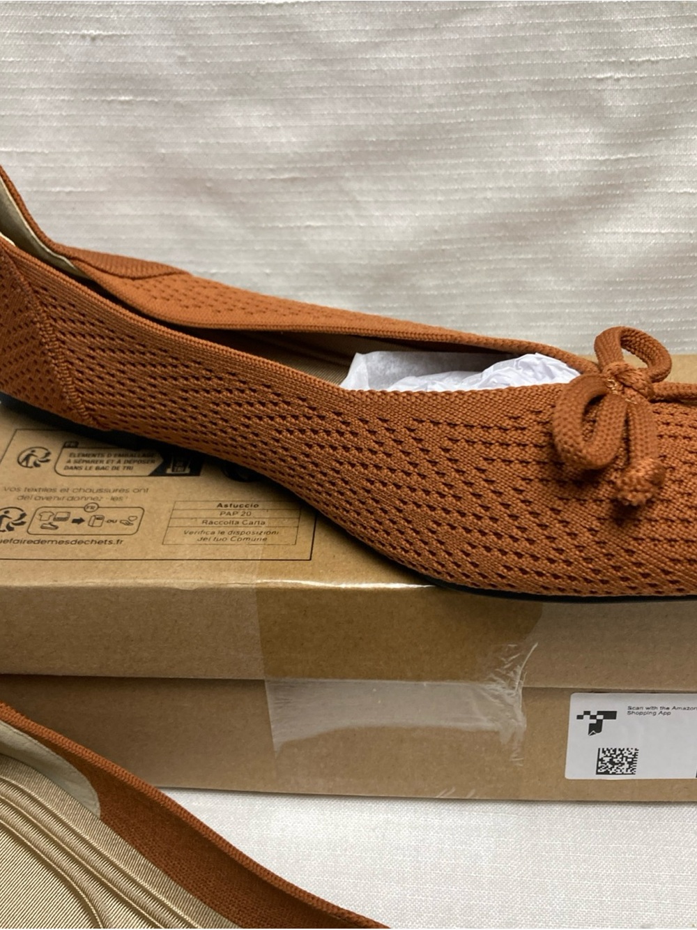 Women's Pointed Knit Ballet Flats - Rust - Picture 4 of 6
